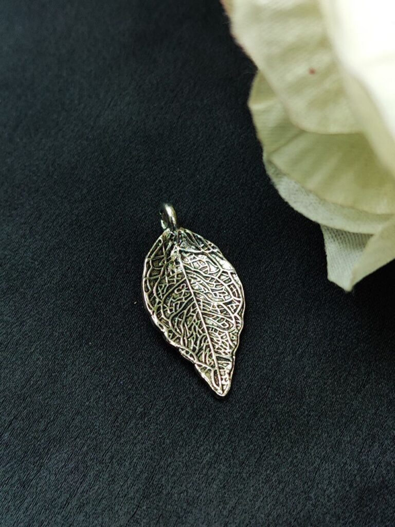 Premium Silver Plated Leaf Design German Silver Charm Raw Material