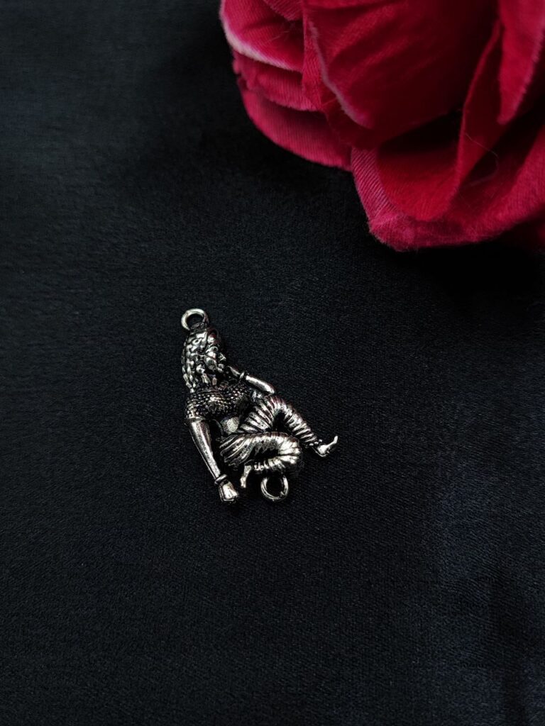 Oxidized Silver Lady Pendant Charm for Necklace Bracelet Jewelry Making Handcrafted Indian Design