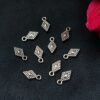 Hanging Diamond Shape German Silver Beads for DIY Jewelry Making Raw Material Craft Supplies (10 piece)