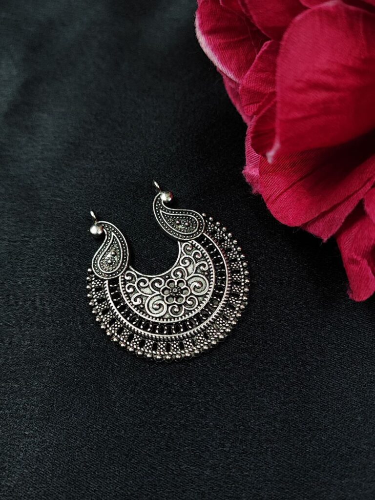 Floral Art German Silver Pendant Raw Material for DIY Jewelry Making