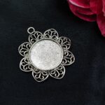 Flower Pendant German Silver DIY Jewelry Making Raw Material Craft Supplies