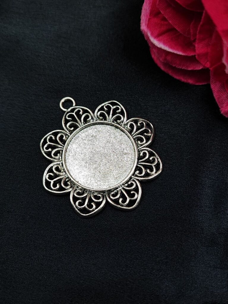 Flower Pendant German Silver DIY Jewelry Making Raw Material Craft Supplies