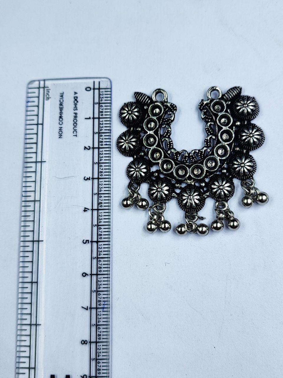 Stone Work Ghungroo German Silver Pendant for DIY Jewelry Making Raw Material 2 Stone Work Ghungroo German Silver Pendant for DIY Jewelry Making Raw Material - Image 2