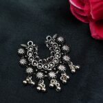 Stone Work Ghungroo German Silver Pendant for DIY Jewelry Making Raw Material