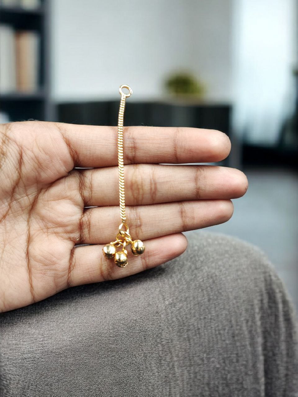 Kashmiri Earring Raw Material DIY Parts with Gold Plated Chain & Ghungroo for 2 Kashmiri Earring Raw Material DIY Parts with Gold Plated Chain & Ghungroo for - Image 2