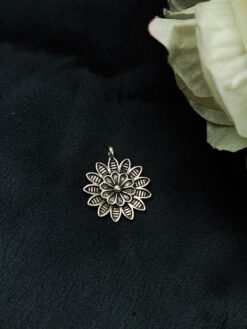 Flower Design German Silver Raw Material Charm