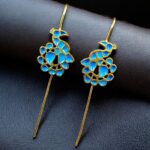 Handcrafted Peacock Meenakari Earcuff | Gold Plated Daily Wear Amazing Jewelry - "Aqua"