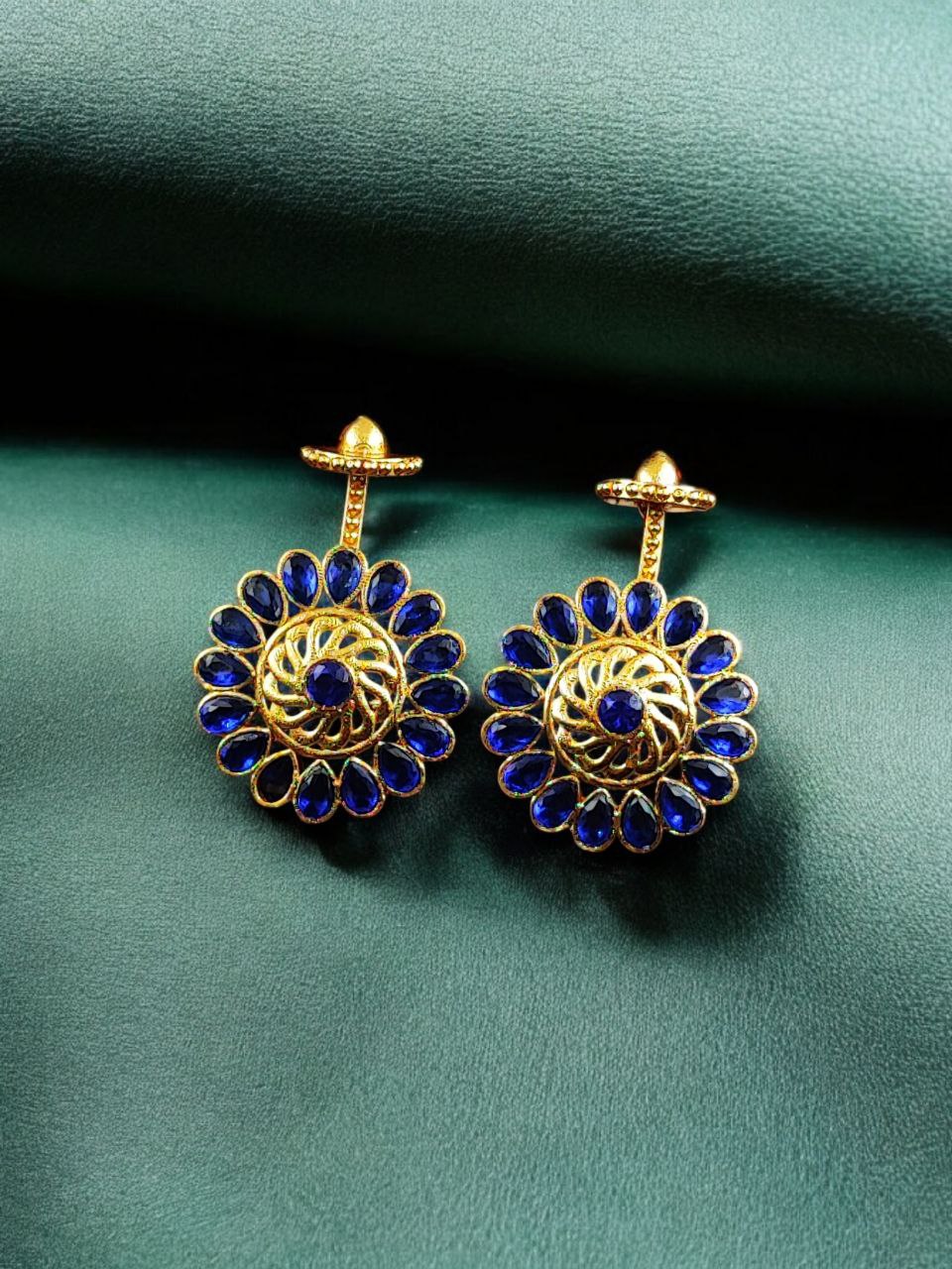Traditional Gold Plated Bugadi Earrings | Elegant Stone Work Best Designer Jewelry 4 Gold plated traditional bugadi earrings with elegant stone work