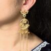 Festive Wear Gold Plated Peacock Dangler Kashmiri Earrings with Flower Design Beautiful Jewelry For Women 13 Gold plated Kashmiri peacock dangler earrings with flower design