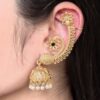 Affordable Design Gold Plated Jhumka Earcuff | Stone & Pearl Traditional Jewelry 12 Gold plated jhumka earcuff with stone and pearl work