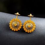 Traditional Gold Plated Bugadi Earrings | Elegant Stone Work Best Designer Jewelry - "Yellow"