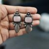 Traditional Silver Plated Leaf Design Earrings with Oxidized Finish 10 photo 5 2026 01 28 10 58 28