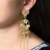 Festive Wear Gold Plated Peacock Dangler Kashmiri Earrings with Flower Design Beautiful Jewelry For Women 14 Gold plated Kashmiri peacock dangler earrings with flower design