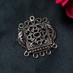 Peacock Floral Art German Silver Charm with Stone and Pearl Work for DIY Jewelry Making