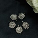 Flower Design German Silver Charm Raw Material for DIY Jewelry Making (5 piece)