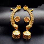 Beautiful Flower Design Gold Plated Jhumka Earcuff | Stone Work Traditional Jewelry - "Baby Pink"