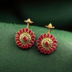 Traditional Gold Plated Bugadi Earrings | Elegant Stone Work Best Designer Jewelry - "Red"