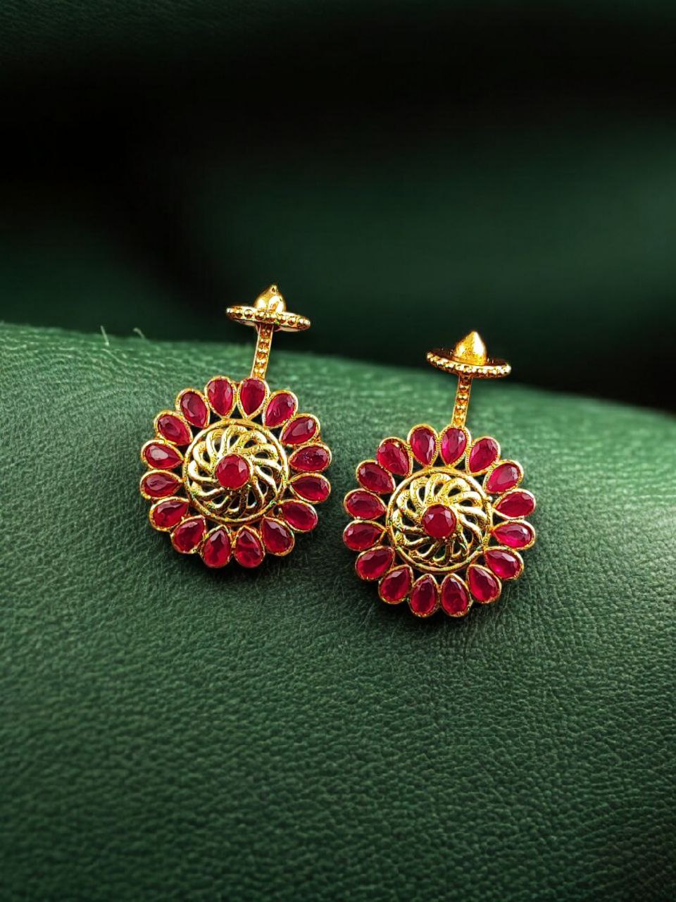 Traditional Gold Plated Bugadi Earrings | Elegant Stone Work Best Designer Jewelry 6 Gold plated traditional bugadi earrings with elegant stone work