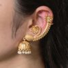 Affordable Design Gold Plated Jhumka Earcuff | Stone & Pearl Traditional Jewelry 13 Gold plated jhumka earcuff with stone and pearl work
