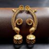 Flower design gold plated jhumka earcuff with stone work