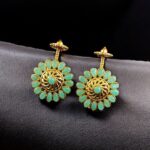 Traditional Gold Plated Bugadi Earrings | Elegant Stone Work Best Designer Jewelry - "Mint"