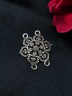 Flower Design German Silver Charm Raw Material for DIY Jewelry Making