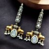Premium Look Nandi Design Two-Tone Earrings | Stone & Pearl Work Beautiful Statement Jewelry 16 Premium look Nandi design two-tone stone and pearl earrings