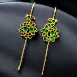 Handcrafted Peacock Meenakari Earcuff | Gold Plated Daily Wear Amazing Jewelry - "Green"