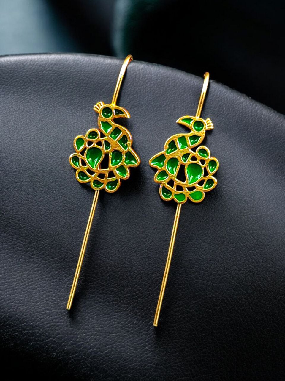 Handcrafted Peacock Meenakari Earcuff | Gold Plated Daily Wear Amazing Jewelry 9 Handcrafted peacock meenakari gold plated daily wear earcuff