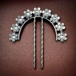 Ethnic Silver Plated Flower Bun Stick | Beautiful Hair Accessory with Stone Work - "White"