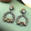 Elegant Two-Tone Bird Earrings | Flower Design Stone Work Best Traditional Jewelry 16 Two-tone bird design dangler earrings with flower stone work