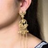 Festive Wear Gold Plated Peacock Dangler Kashmiri Earrings with Flower Design Beautiful Jewelry For Women 16 Gold plated Kashmiri peacock dangler earrings with flower design