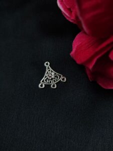 Flower Design Pearl Work German Silver Charm Raw Material for DIY Jewelry Making