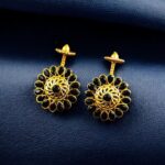 Traditional Gold Plated Bugadi Earrings | Elegant Stone Work Best Designer Jewelry - "Black"
