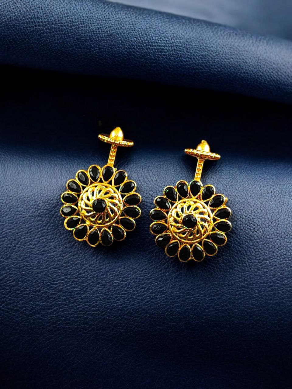 Traditional Gold Plated Bugadi Earrings | Elegant Stone Work Best Designer Jewelry 9 Gold plated traditional bugadi earrings with elegant stone work