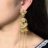 Festive Wear Gold Plated Peacock Dangler Kashmiri Earrings with Flower Design Beautiful Jewelry For Women 17 Gold plated Kashmiri peacock dangler earrings with flower design