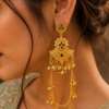 Golden Kashmiri Jhumka Earrings with traditional handcrafted gold-tone dome design for women ethnic wear