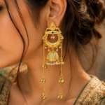 Beautiful Gold Plated Kashmiri Jhumka Earrings with Premium Stone Pearl Work