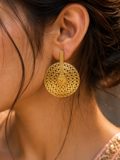 Ancient Look Golden Studs in antique gold polish traditional brass earrings