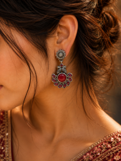 Elegant silver replica peacock earrings for women, perfect for daily wear and ethnic jewelry collection.