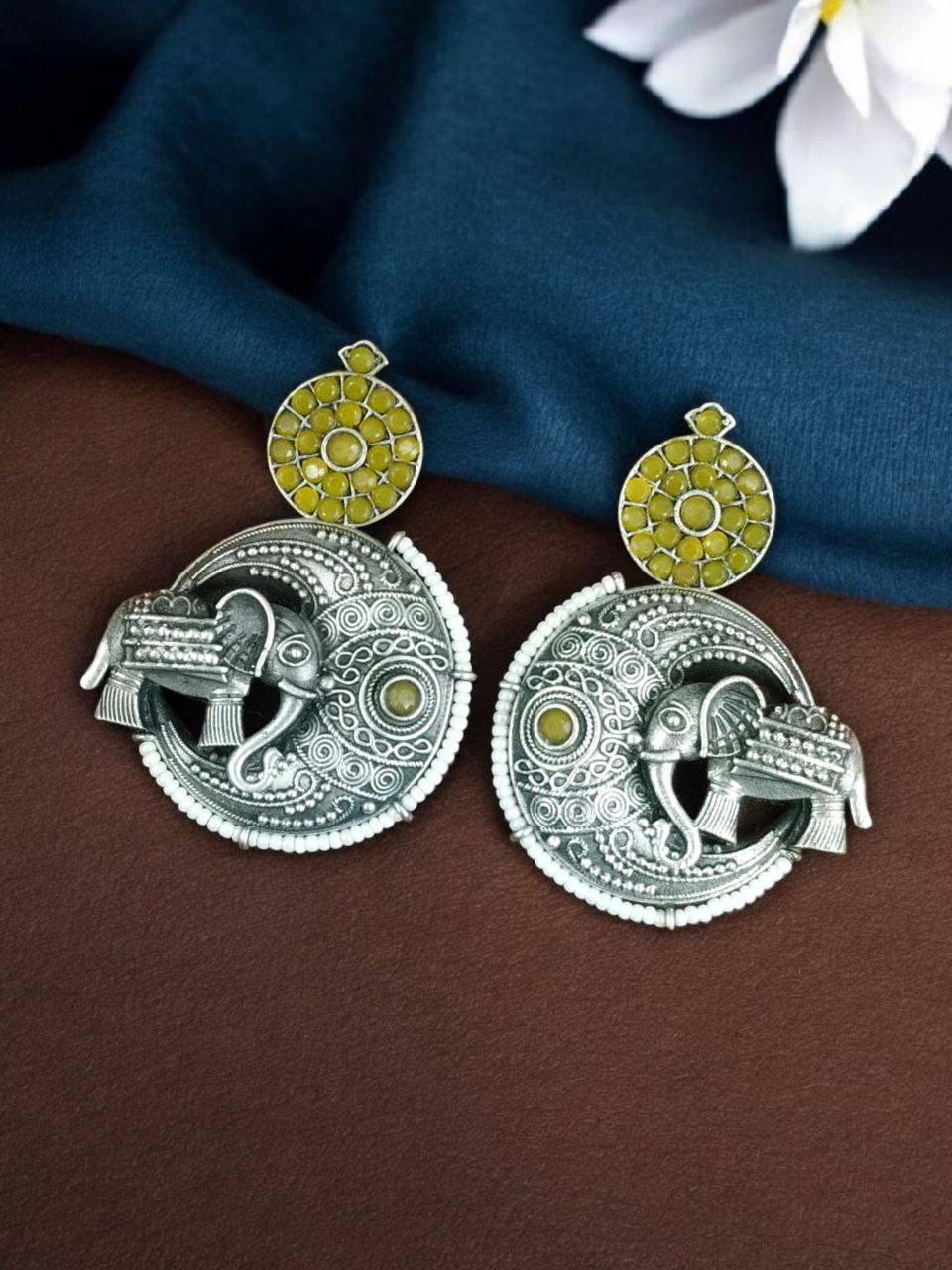 Traditional Elephant Design Earrings | Stone & Pearl Detailing Beautiful Jewelry Gift For Her 11 Elephant design earrings with stone and pearl detailing