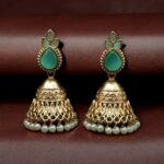 Bulk 116 Luxurious Gold Plated Jhumka Earrings with Sparkling Stone Pearl Work - "Mint"