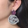 Elephant design earrings with stone and pearl detailing