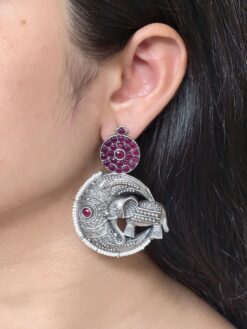 Elephant design earrings with stone and pearl detailing
