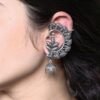 Premium Silver Plated Leaf Design Jhumka Earcuff | Perfect Jewelry Gift For Her 20 Silver plated leaf design jhumka earcuff for women