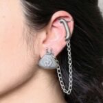 Bulk 28 Silver Replica Beautiful Design Telephone Earcuff | Stone Work Oxidized Jewelry For Girls - "Baby Pink"