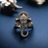 Oxidized silver replica Ganesha ring for women