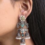 Stunning Peacock Two Tone Earrings with Elegant Premium Finish