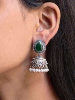 Silver Look Like Jhumka traditional brass silver finish earrings for women