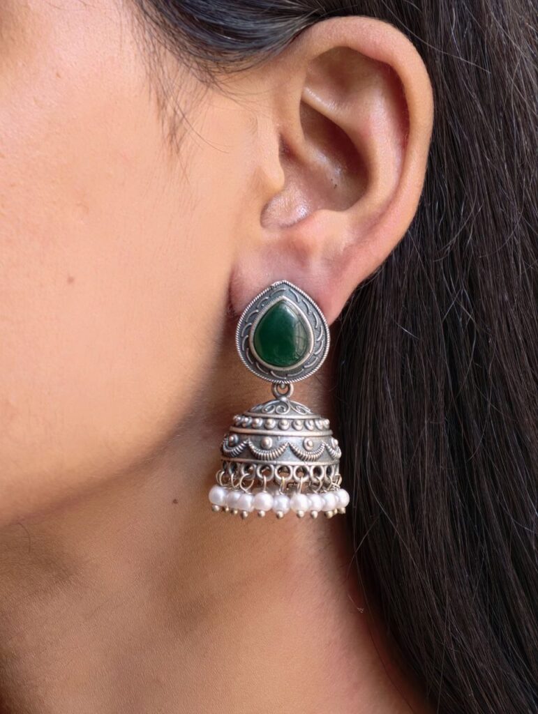 Premium Silver Look Like Jhumka Earring Perfect for Any Cotton Kurti